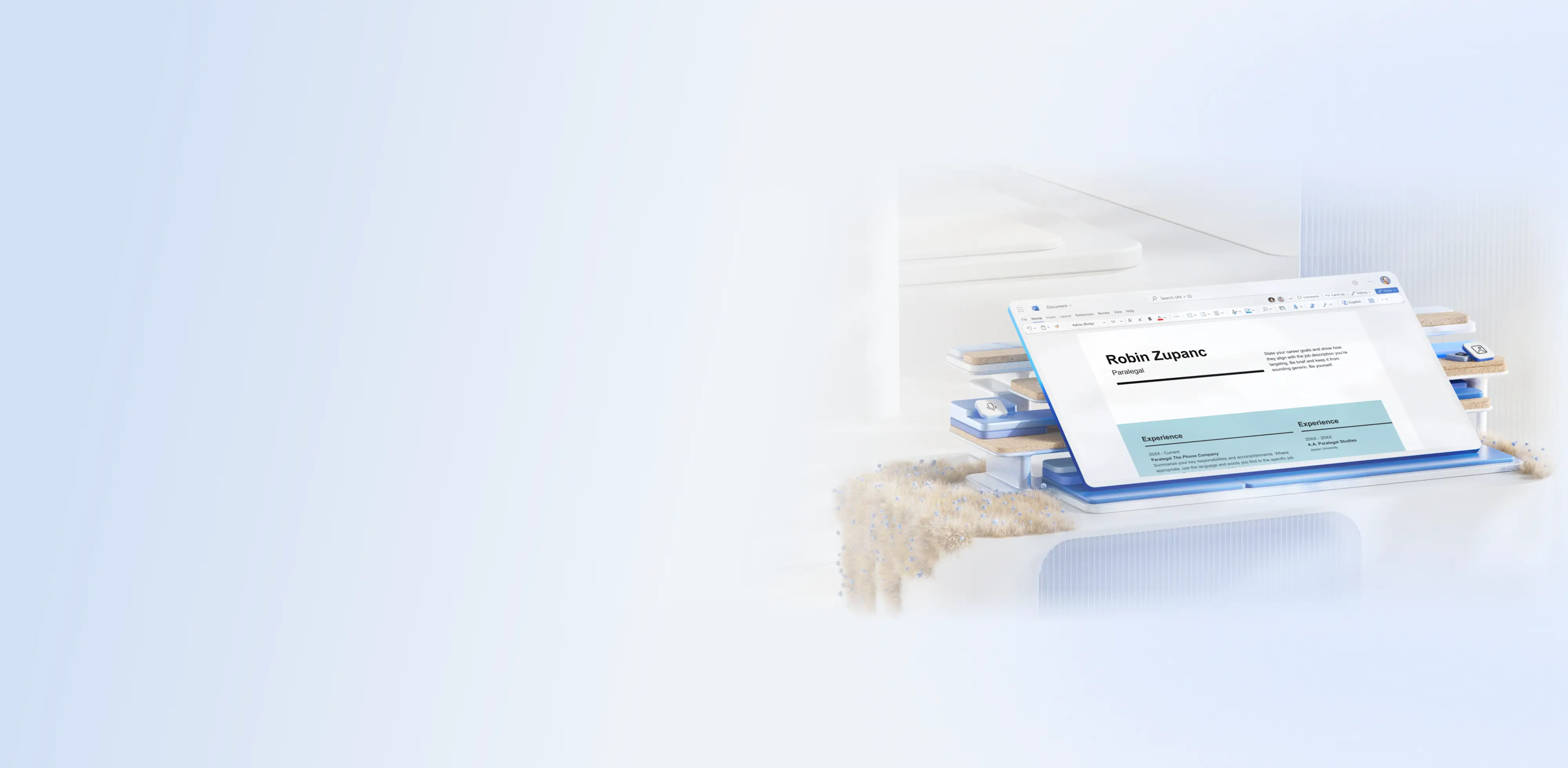 Resumen de un CV en Microsoft Word.