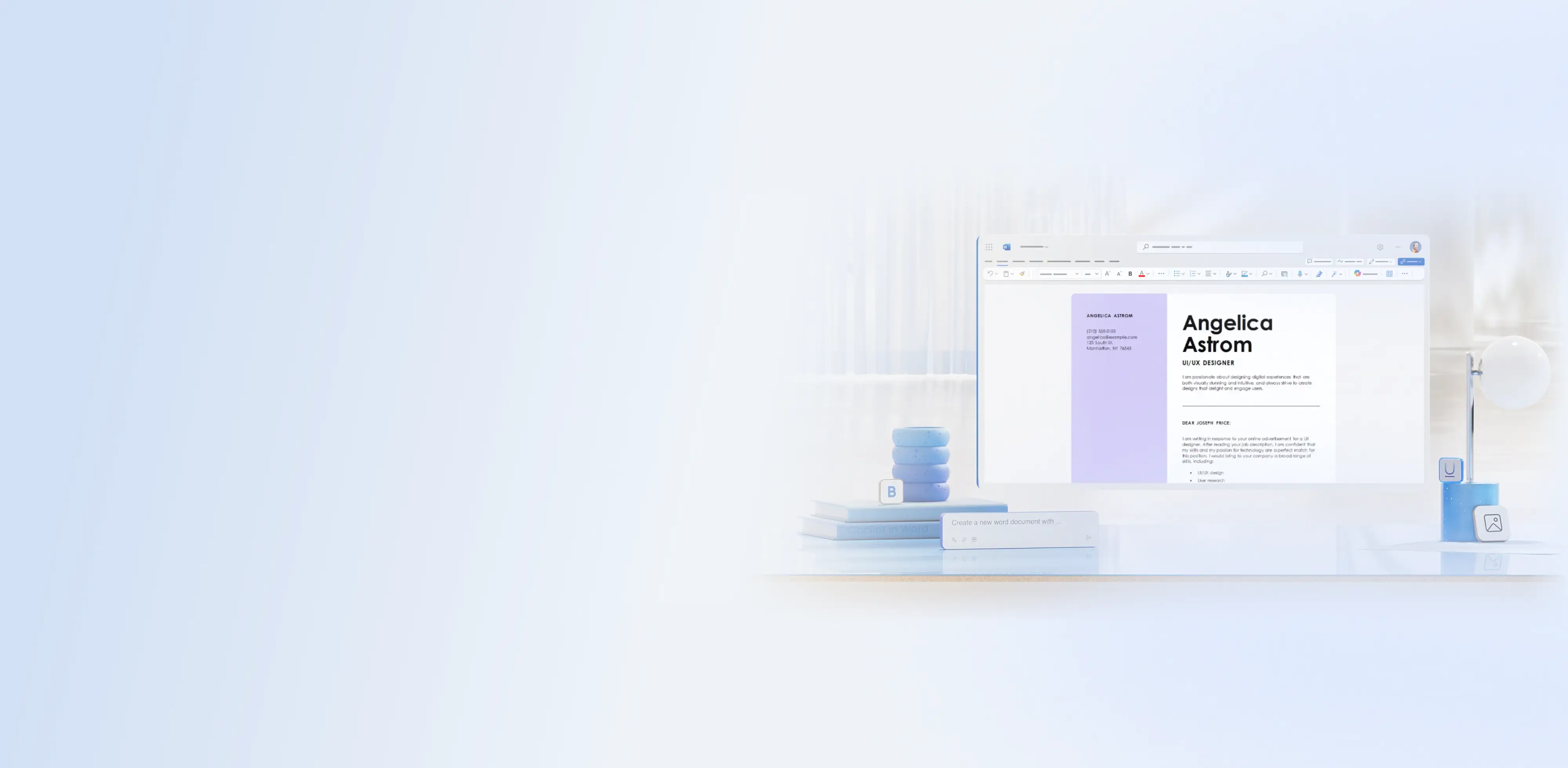 An abstract of a cover letter in Microsoft Word.